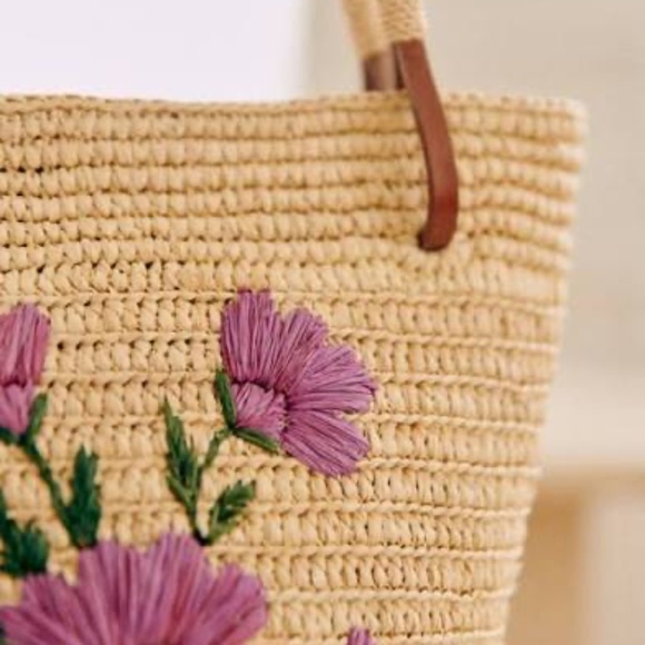 Sezane Josie Basket Bag w/ Flowers NWOT - Picture 7 of 10